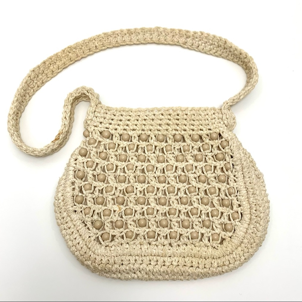 Vintage Walborg Made In Italy beaded straw knit purse shoulder bag